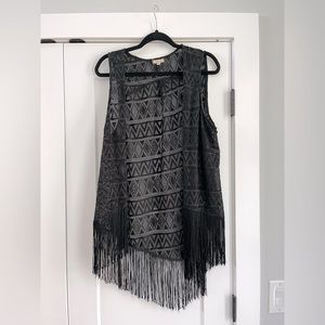 Black Lace Fringe Vest